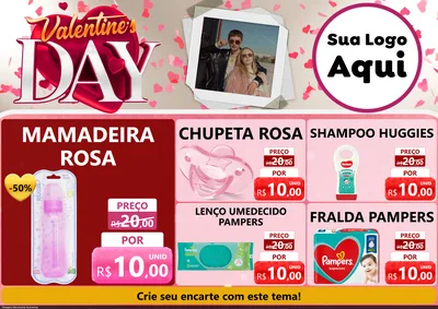 Modelo de Encarte para Encarte A4 Horizontal com o tema Valentine's Day para Bebês