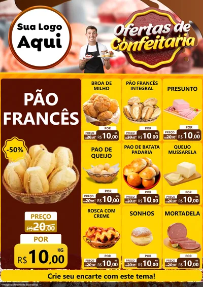 Modelo de Encarte para Encarte A4 Vertical com o tema Ofertas de Confeitaria para Padaria