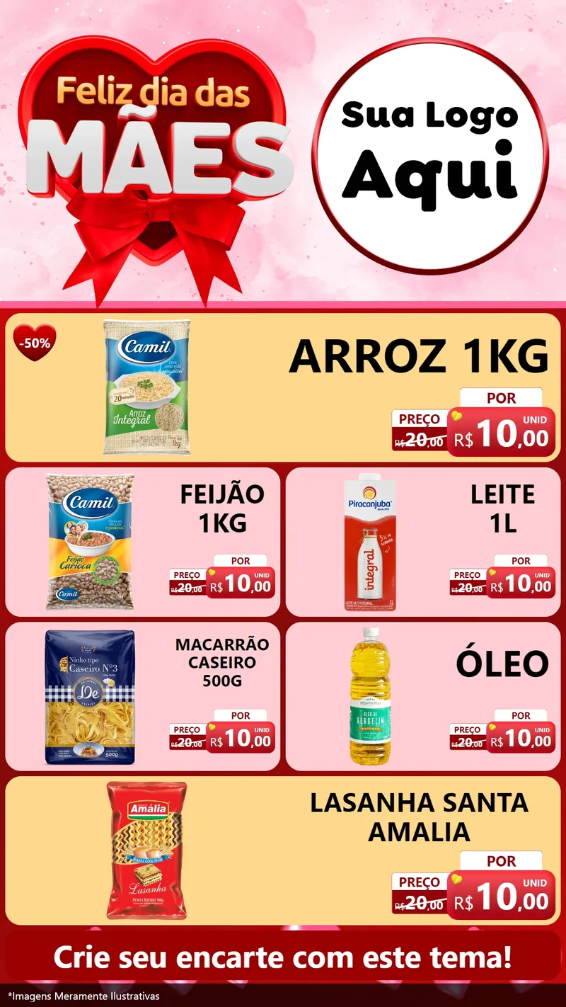 Modelo de TV para TV Vertical com o tema Feliz Dia Das Mães para Supermercado