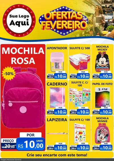 Modelo de Encarte para Encarte A4 Vertical com o tema Ofertas de Fevereiro para Papelaria