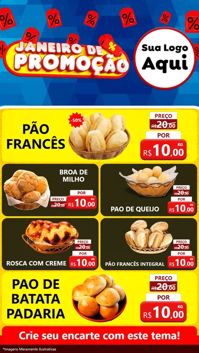 Modelo de TV para TV Vertical com o tema Janeiro de Promoção para Padaria