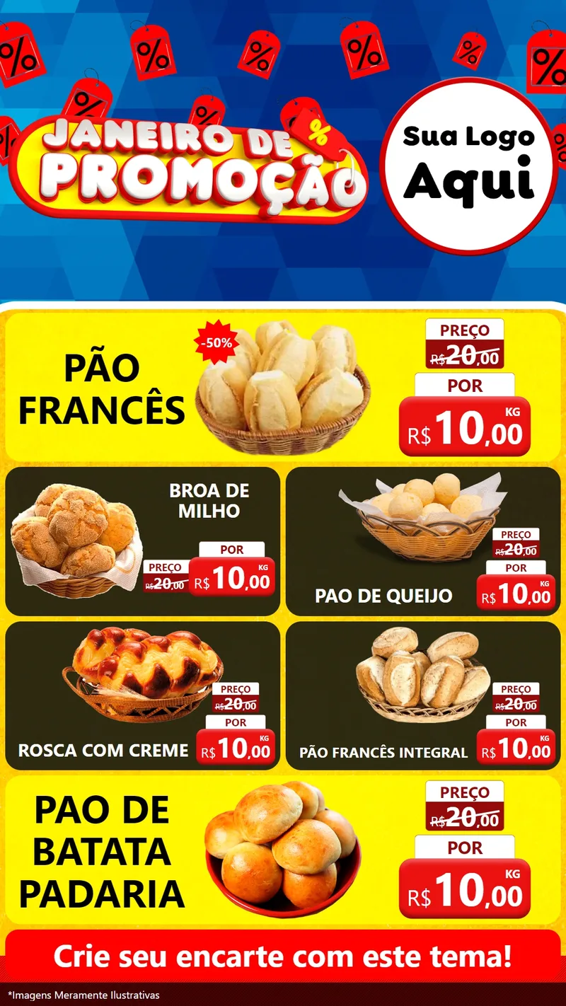 Modelo de TV para TV Vertical com o tema Janeiro de Promoção para Padaria