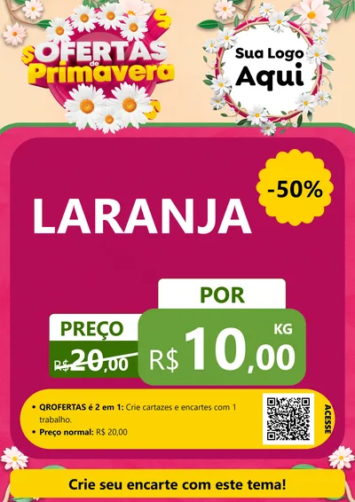Modelo de Cartaz para Cartaz A4 Vertical com o tema Ofertas de Primavera para Hortifrúti