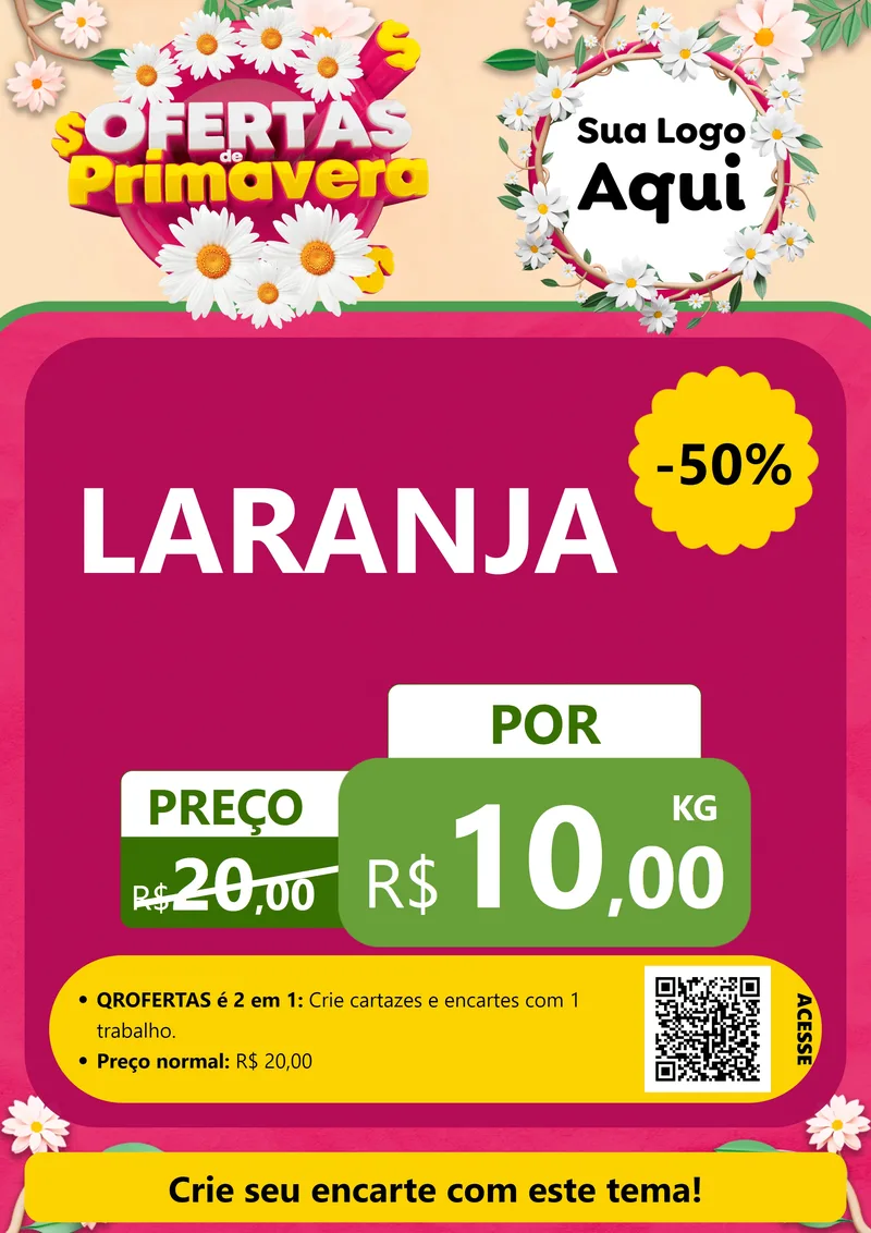 Modelo de Cartaz para Cartaz A4 Vertical com o tema Ofertas de Primavera para Hortifrúti