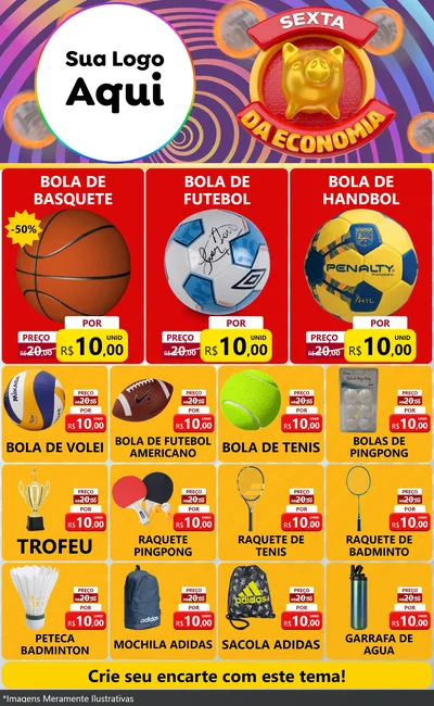 Modelo de Encarte para Encarte Grande com o tema Sexta da Economia para Artigos Esportivos