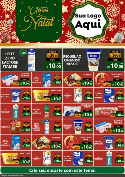 Modelo de Encarte para Encarte A4 Vertical com o tema Natal de Ofertas para Frios e Laticínios