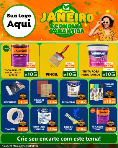 Modelo de Rede Social para Feed Instagram com o tema Janeiro - Economia Garantida para Tintas e Ferramentas