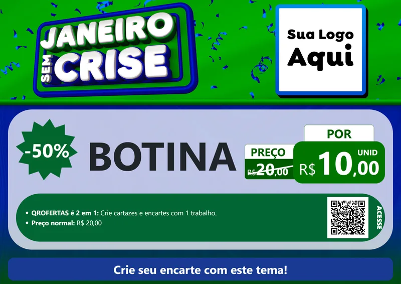Modelo de Cartaz para Cartaz A4 Horizontal com o tema Janeiro Sem Crise para Agropecuária