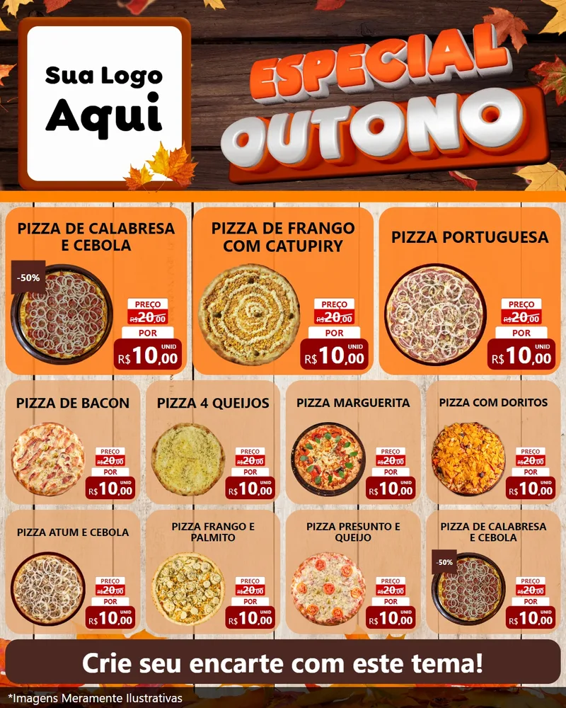 Modelo de Rede Social para Feed Instagram com o tema Especial Outono para Pizzaria