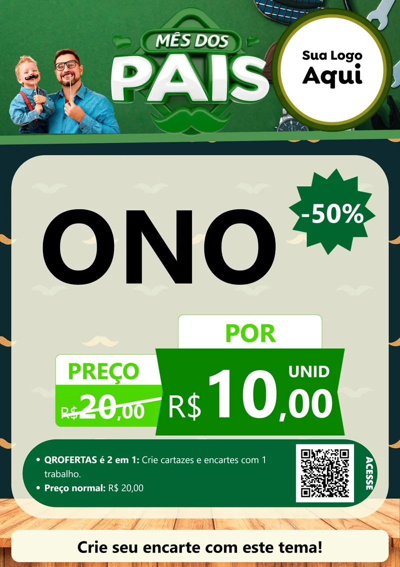 Modelo de Cartaz para Cartaz A4 Vertical com o tema Mês dos Pais para Óticas