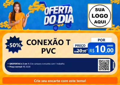 Modelo de Cartaz para Cartaz A4 Horizontal com o tema Oferta do Dia para Tubos e conexões