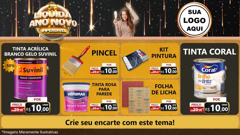 Modelo de TV para TV Horizontal com o tema Liquida Ano Novo Imperdível para Tintas e Ferramentas