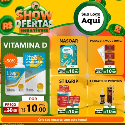 Modelo de Rede Social para Feed Facebook com o tema Show de Ofertas Imbatíveis para Farmácia