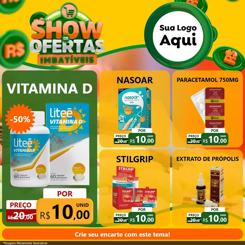 Modelo de Rede Social para Feed Facebook com o tema Show de Ofertas Imbatíveis para Farmácia