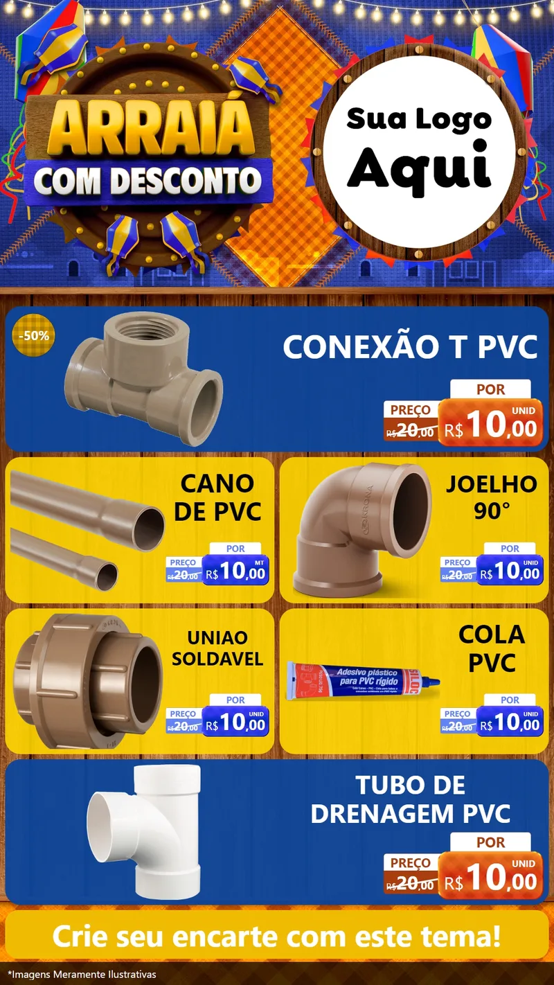 Modelo de TV para TV Vertical com o tema Arraiá Com Desconto para Tubos e conexões