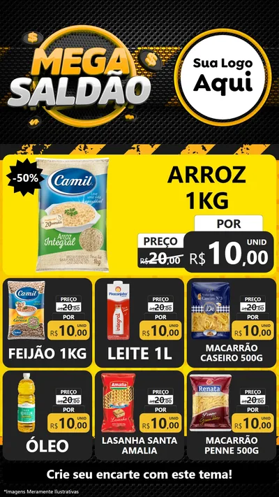Modelo de Rede Social para Stories com o tema Mega Saldão para Supermercado