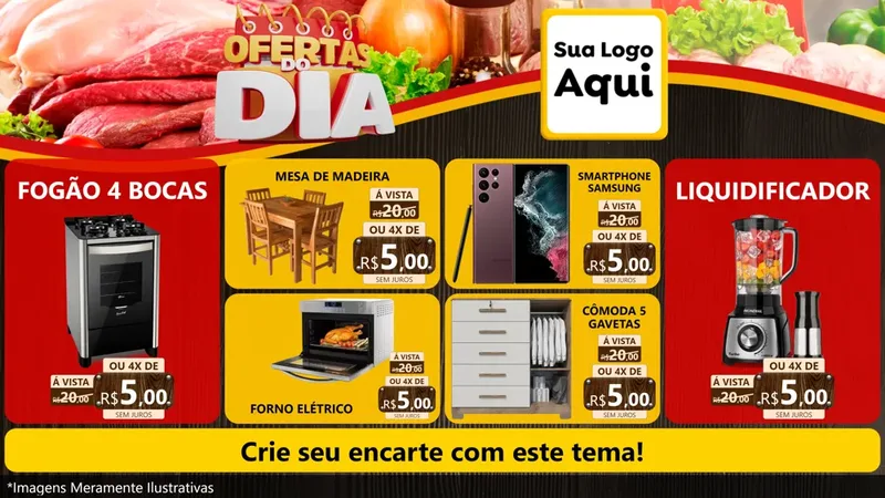 Modelo de TV para TV Horizontal com o tema Ofertas do Dia para Móveis e Eletro