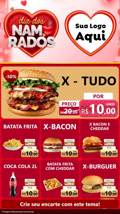 Modelo de Rede Social para Stories com o tema Dia dos Namorados para Hamburgueria