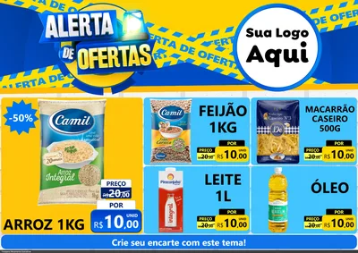 Modelo de Encarte para Encarte A4 Horizontal com o tema Alerta de Ofertas para Supermercado