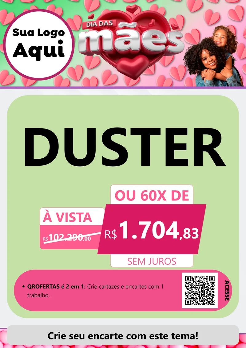 Modelo de Cartaz para Cartaz A4 Vertical com o tema Dia das Mães para Concessionaria de Carros