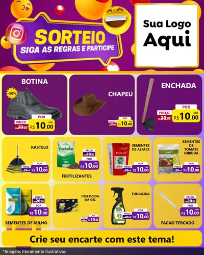 Modelo de Rede Social para Feed Instagram com o tema Sorteio para Agropecuária
