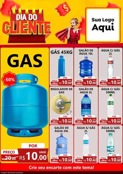 Modelo de Encarte para Encarte A4 Vertical com o tema Dia do Cliente para Água e gás