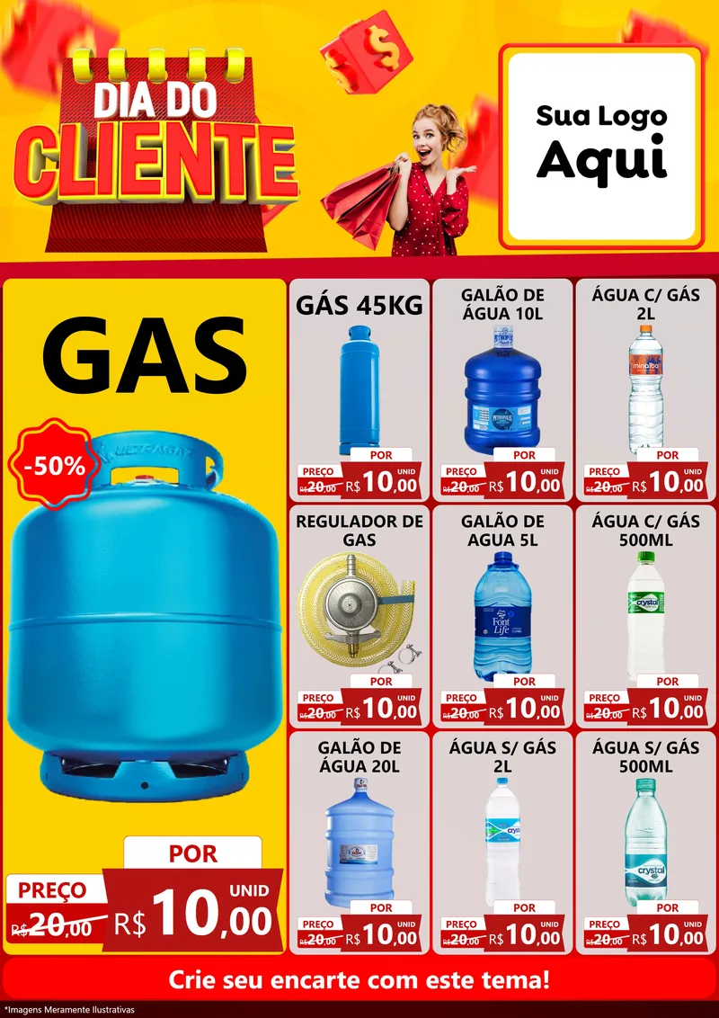 Modelo de Encarte para Encarte A4 Vertical com o tema Dia do Cliente para Água e gás