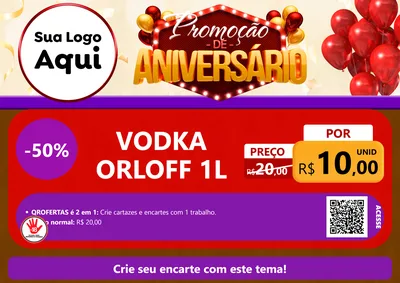 Modelo de Cartaz para Cartaz A4 Horizontal com o tema Promoção de Aniversário para Distribuidora de bebidas