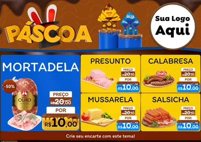 Modelo de Encarte para Encarte A4 Horizontal com o tema Páscoa para Frios e Laticínios