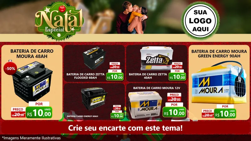 Modelo de TV para TV Horizontal com o tema Natal Especial para Baterias Elétricas