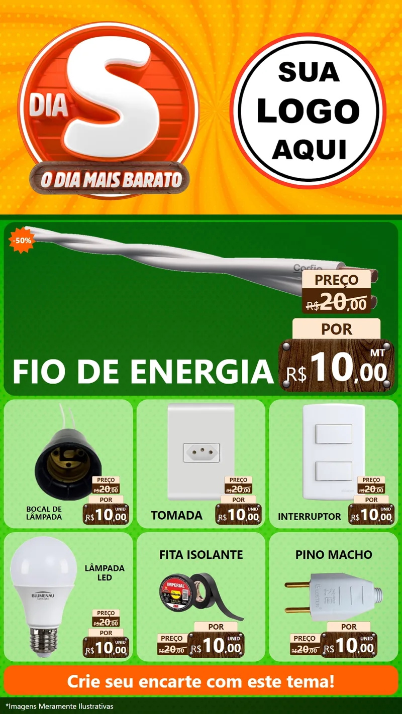 Modelo de Rede Social para Stories com o tema Dia S - O Dia Mais Barato para Materiais Elétricos