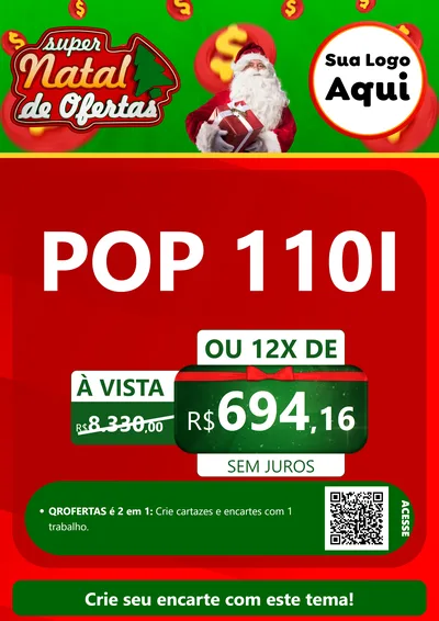 Modelo de Cartaz para Cartaz A4 Vertical com o tema Super Natal de Ofertas para Concessionaria de Motos