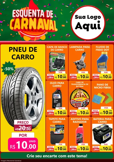 Modelo de Encarte para Encarte A4 Vertical com o tema Esquenta de Carnaval para Auto peças
