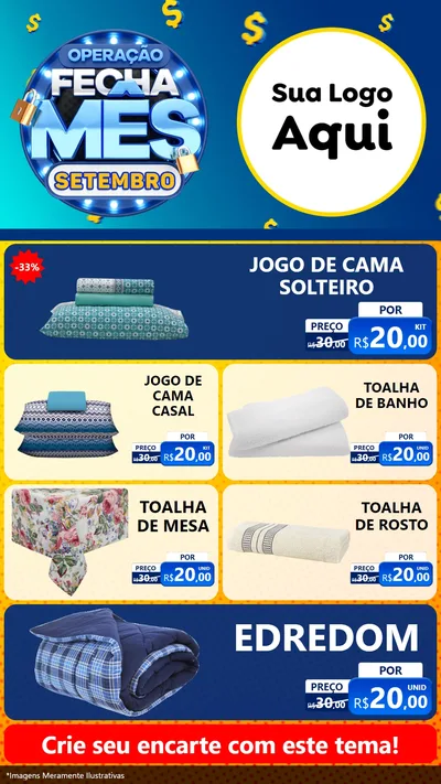 Modelo de TV para TV Vertical com o tema Operação Fecha Mês Setembro para Cama, Mesa e Banho