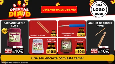 Modelo de TV para TV Horizontal com o tema Ofertas Dia D para Armarinho e Aviamentos