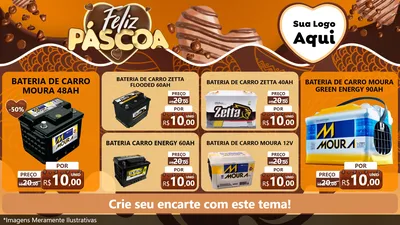 Modelo de TV para TV Horizontal com o tema Feliz Páscoa para Baterias Elétricas