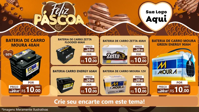 Modelo de TV para TV Horizontal com o tema Feliz Páscoa para Baterias Elétricas