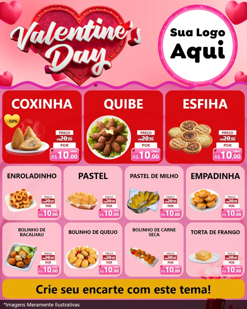 Modelo de Rede Social para Feed Instagram com o tema Valentine's Day para Salgadaria