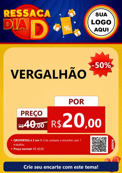 Modelo de Cartaz para Cartaz A4 Vertical com o tema Ressaca Dia D para Ferragens