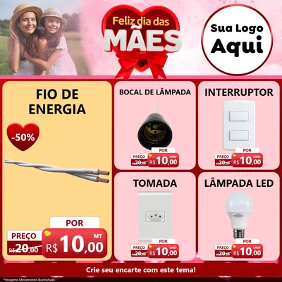 Modelo de Rede Social para Feed Facebook com o tema Feliz Dia Das Mães para Materiais Elétricos