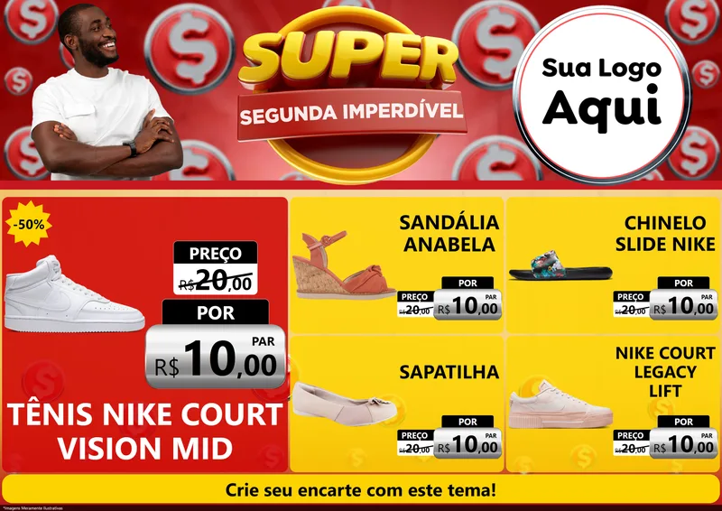 Modelo de Encarte para Encarte A4 Horizontal com o tema Super Segunda Imperdível para Calçados