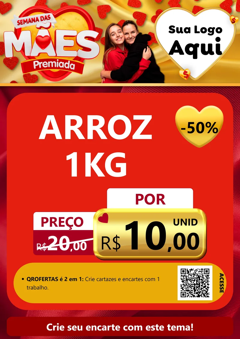 Modelo de Cartaz para Cartaz A4 Vertical com o tema Semana das Mães Premiada para Supermercado