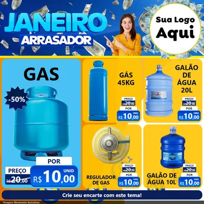 Modelo de Rede Social para Feed Facebook com o tema Janeiro Arrasador para Água e gás