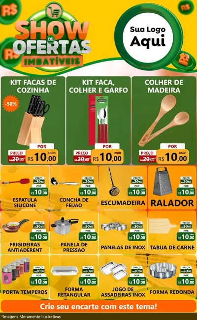 Modelo de Encarte para Encarte Grande com o tema Show de Ofertas Imbatíveis para Utilidades Domésticas