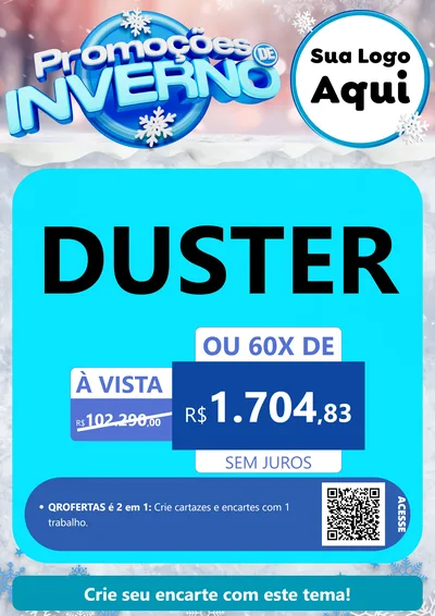 Modelo de Cartaz para Cartaz A4 Vertical com o tema Promoções de Inverno para Concessionaria de Carros