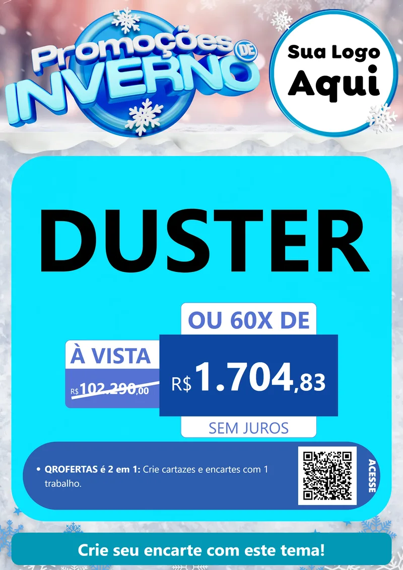 Modelo de Cartaz para Cartaz A4 Vertical com o tema Promoções de Inverno para Concessionaria de Carros