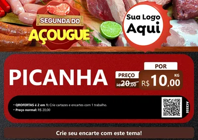 Modelo de Cartaz para Cartaz A4 Horizontal com o tema Segunda do Açougue para Açougue