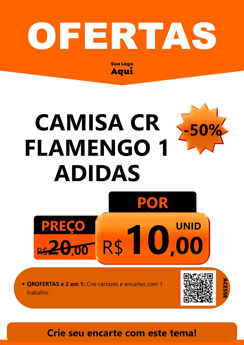 Modelo de Cartaz para Cartaz A4 Vertical com o tema Ofertas Laranja Cartaz para Roupas e acessórios