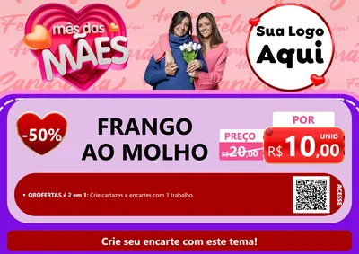Modelo de Cartaz para Cartaz A4 Horizontal com o tema Mês Das Mães para Restaurante