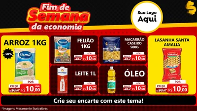 Modelo de TV para TV Horizontal com o tema Fim de Semana da Economia para Supermercado